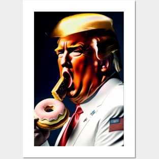 Donald Trump eating a Donut Posters and Art